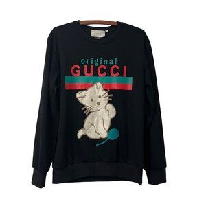 Gucci Kitten Logo Crewneck Long Sleeve Pullover Sweatshirt Womens Size M